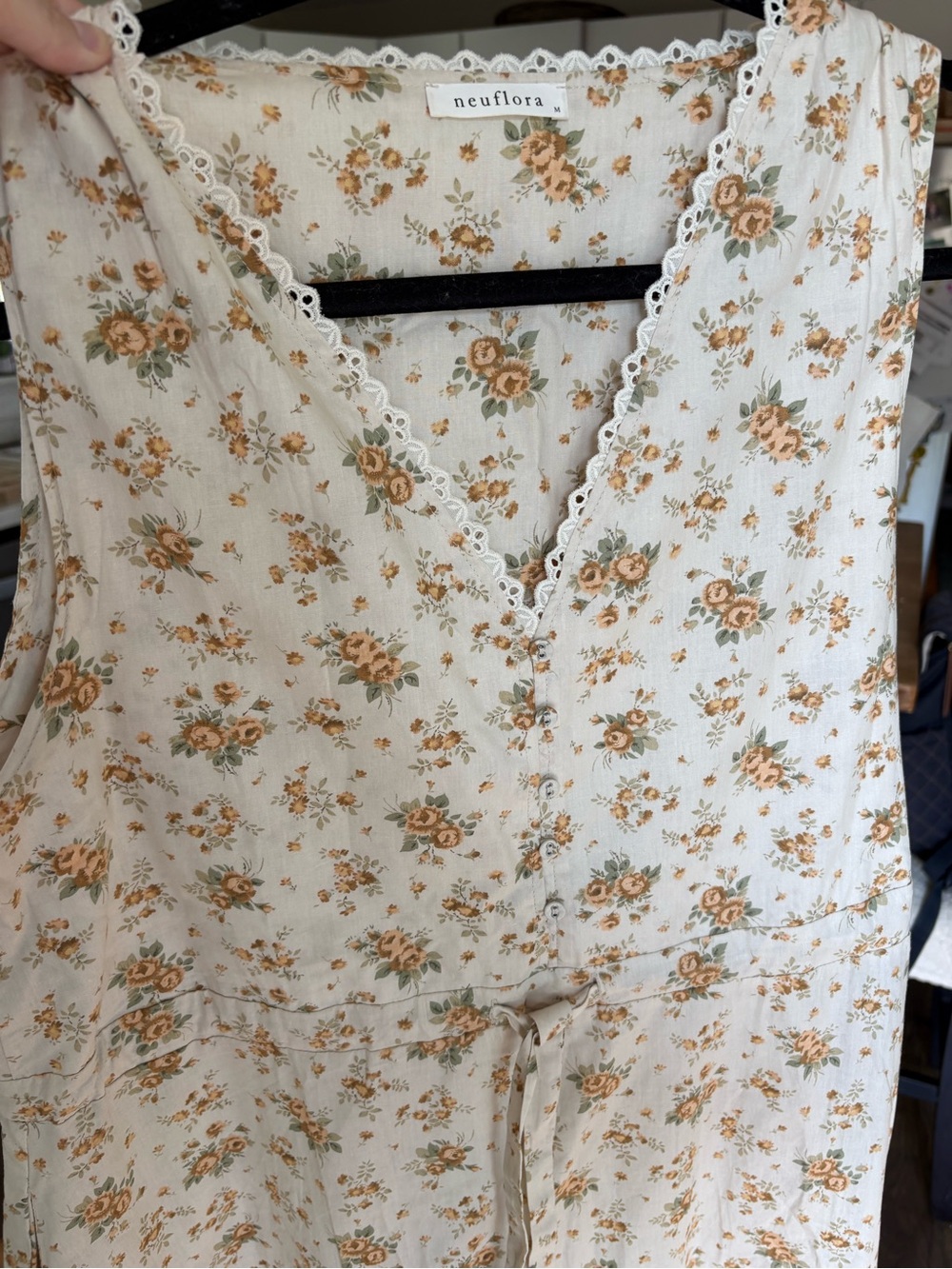 Neuflora Cream Floral Midi folkston dress